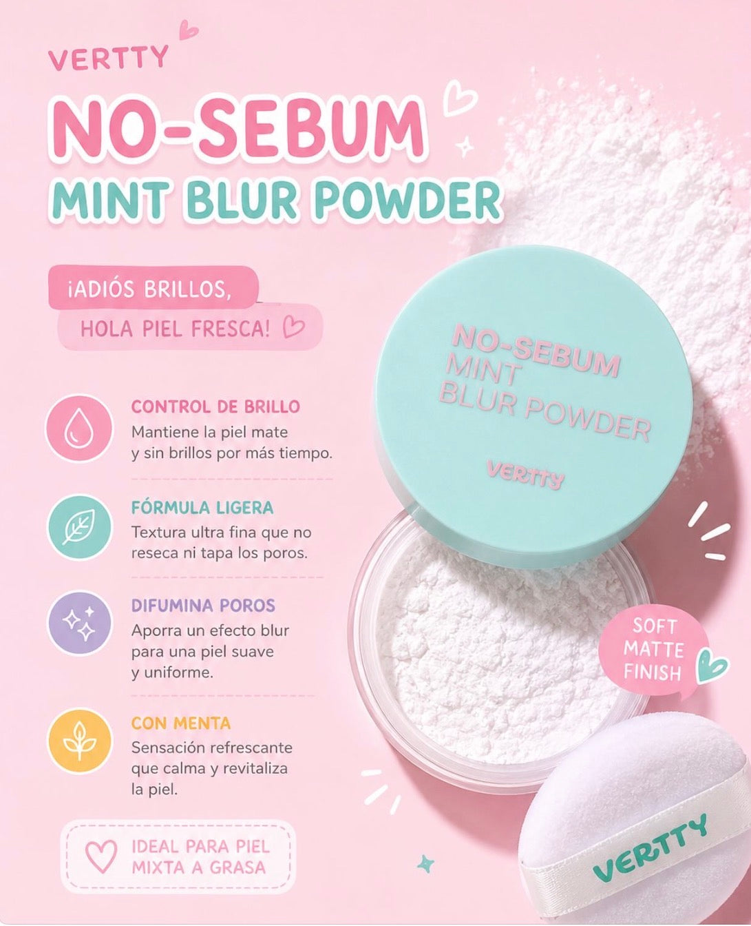 Vertty No Sebum Mint Blur Powder 5 g